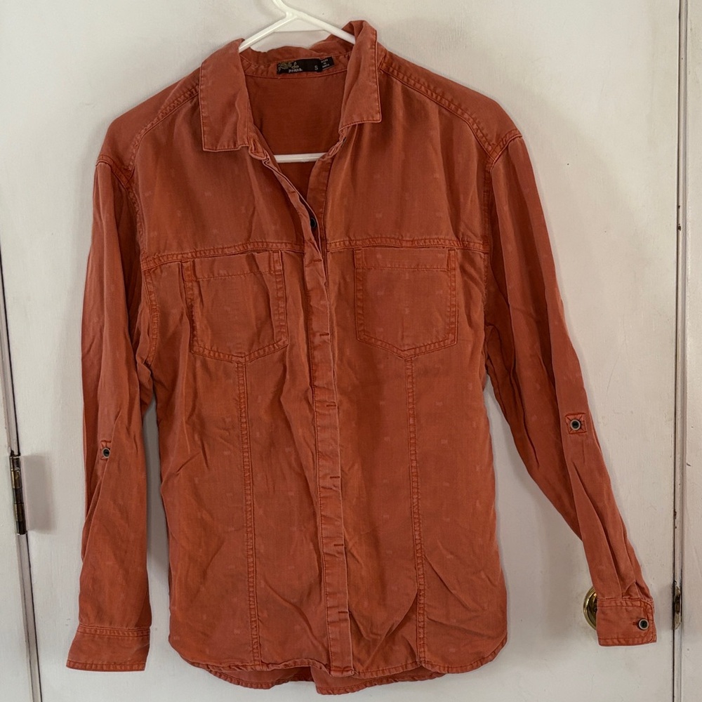Prana terracotta long sleeve button down Size Small